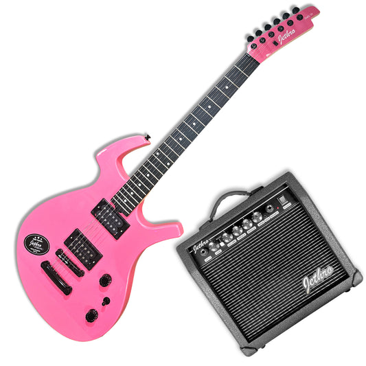 040-SK Kit Guitarra Eléctrica 211C Pink Con Amplificador 20W y Accesorios Para Diestros Jethro By Steelpro