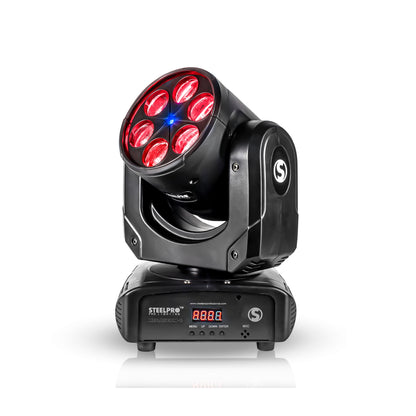 MEGABEAM-B Cabeza Móvil LED RGBW 4 en 1 con Láser Azul 6 LED 10W DMX 15 Canales Automático Audiorítmico Maestro Esclavo Beam Profesional para DJ Eventos Steelpro