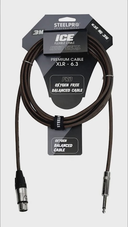 63X-NG-1M Cable XLR Cannon Hembra a Plug 6.3 mm 1 Metro Negro Balanceado Profesional Audio Sin Ruido Steelpro