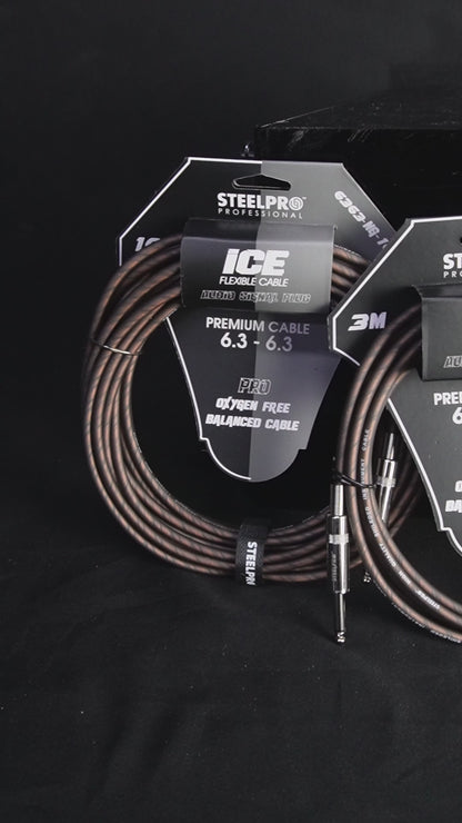 6363-NG-6M Cable Negro Plug 6.3 Profesional 6m Para Guitarra Plug6.3-Plug6.3 Steelpro