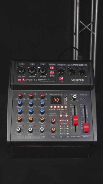 Mezcladora 4 Canales 3+subwoofer Xlr Bluetooth Usb Steelpro