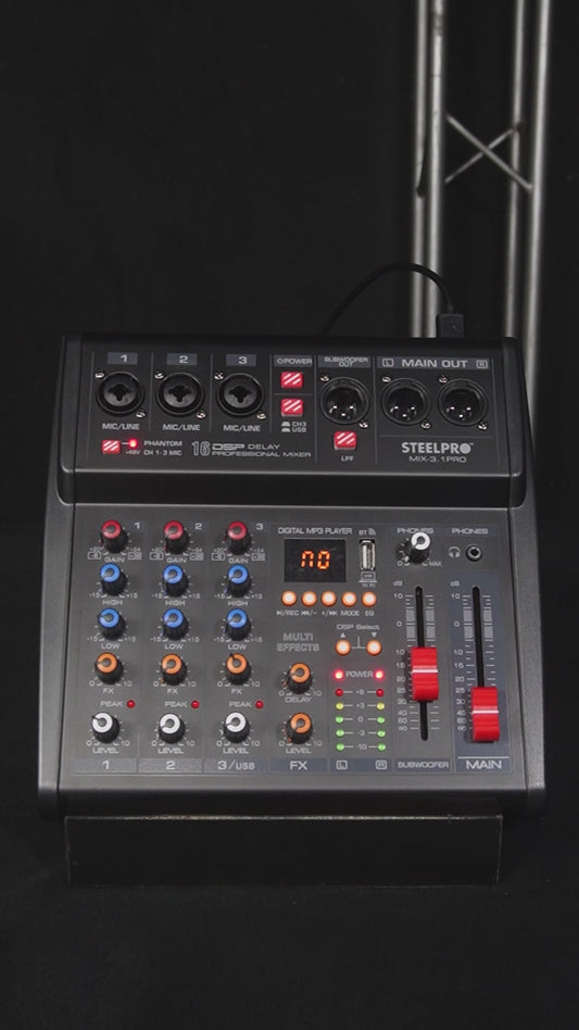 Mezcladora 4 Canales 3+subwoofer Xlr Bluetooth Usb Steelpro