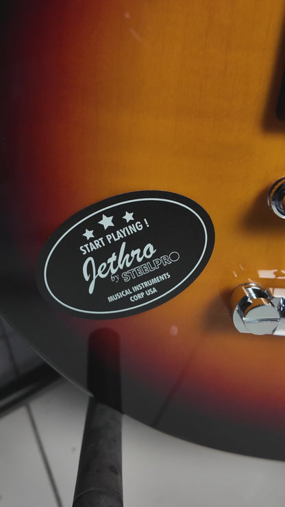 038-SK Flamed 3 Tone Sunburst Kit Guitarra Eléctrica Con Amplificador 20W Funda Atril Cable Profesional Para Diestros Jethro By Steelpro