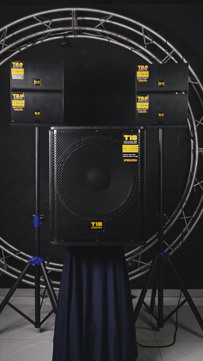 Sistema De Audio Profesional Steelpro Lineal Combo T18 Color Negro