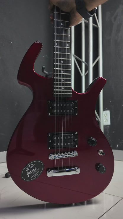 036-SK Candy Apple Red Kit Guitarra Eléctrica Con Amplificador 20W Funda Atril Cable Profesional Para Diestros Jethro By Steelpro