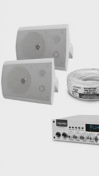 Kit Amplificador Bt 300w 4 Bafles Ambiental 5.2 By Steelpro