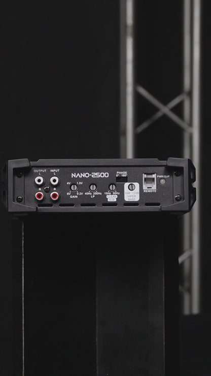 Amplificador Nano2500 Clase D Steelpro para Subwoofer Monoblock Bass 1900W/900W RMS 1 Ohm estable Alto Rendimiento Open Show, LPF, Bass Boost 12 dB,Filtro Subsonico, Fase Variable, Control de Bajos