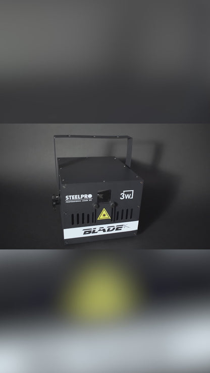 Láser Profesional Steelpro Blade-3W RGB 3000mW - 18 Canales DMX, Figuras 2D y Efecto Multipuntos - Sistema de Iluminación para DJ y Discoteca con Modos DMX, Automático, Audiorítmico y Maestro/Esclavo