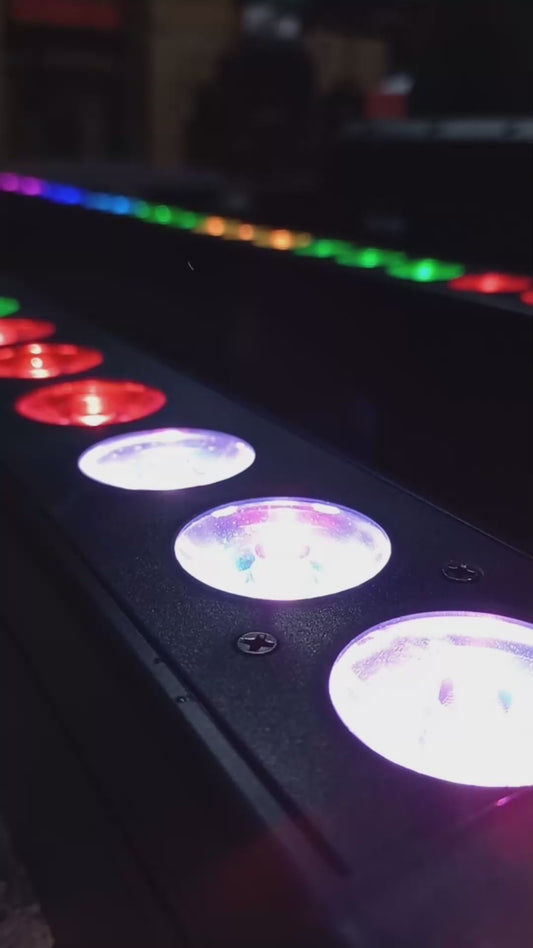 Barra de Iluminación LED Steelpro 245BAR-BEAM: Efecto Beam RGB Full Color 24 Leds x 5W, DMX Profesional, Modos Automático y Audiorítmico, Ideal para Escenarios, DJ y Eventos - Control de hasta 26 Cana