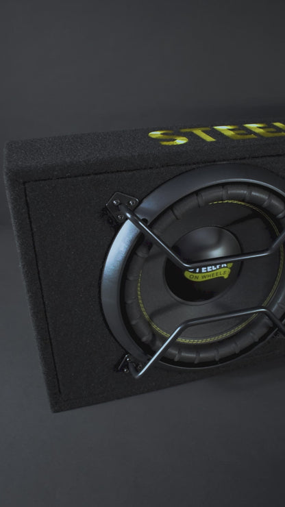 Cajón Subwoofer Amplificado 12puLG Spl Alta Presión Steelpro Color Negro